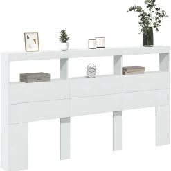 Armoire tête de lit avec LED blanc 180x17x102 cm vidaXL