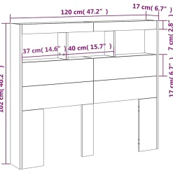 Armoire tête de lit avec LED chêne marron 120x17x102 cm vidaXL