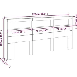 Armoire tête de lit avec LED chêne fumé 220x17x102 cm vidaXL