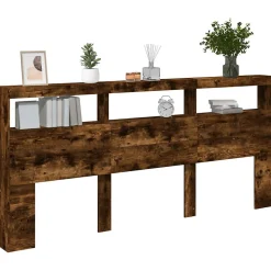 Armoire tête de lit avec LED chêne fumé 220x17x102 cm vidaXL