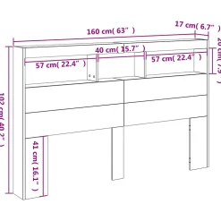 Armoire tête de lit avec LED blanc 160x17x102 cm vidaXL