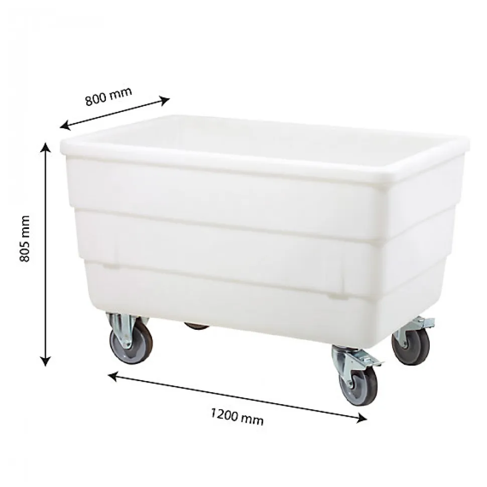 Bac double-paroi 310 L - roues chape inox - blanc