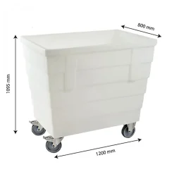 Bac double-paroi 500 L - roues chape inox - blanc