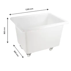 Bac grand volume 500 L - 4 roues pivotantes dont 2 avec freins - blanc