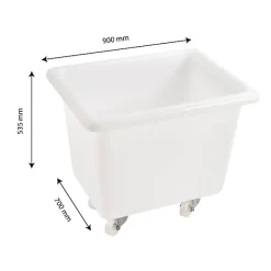 Bac grand volume 220 L - 2 roues fixes, 2 pivotantes avec freins - blanc