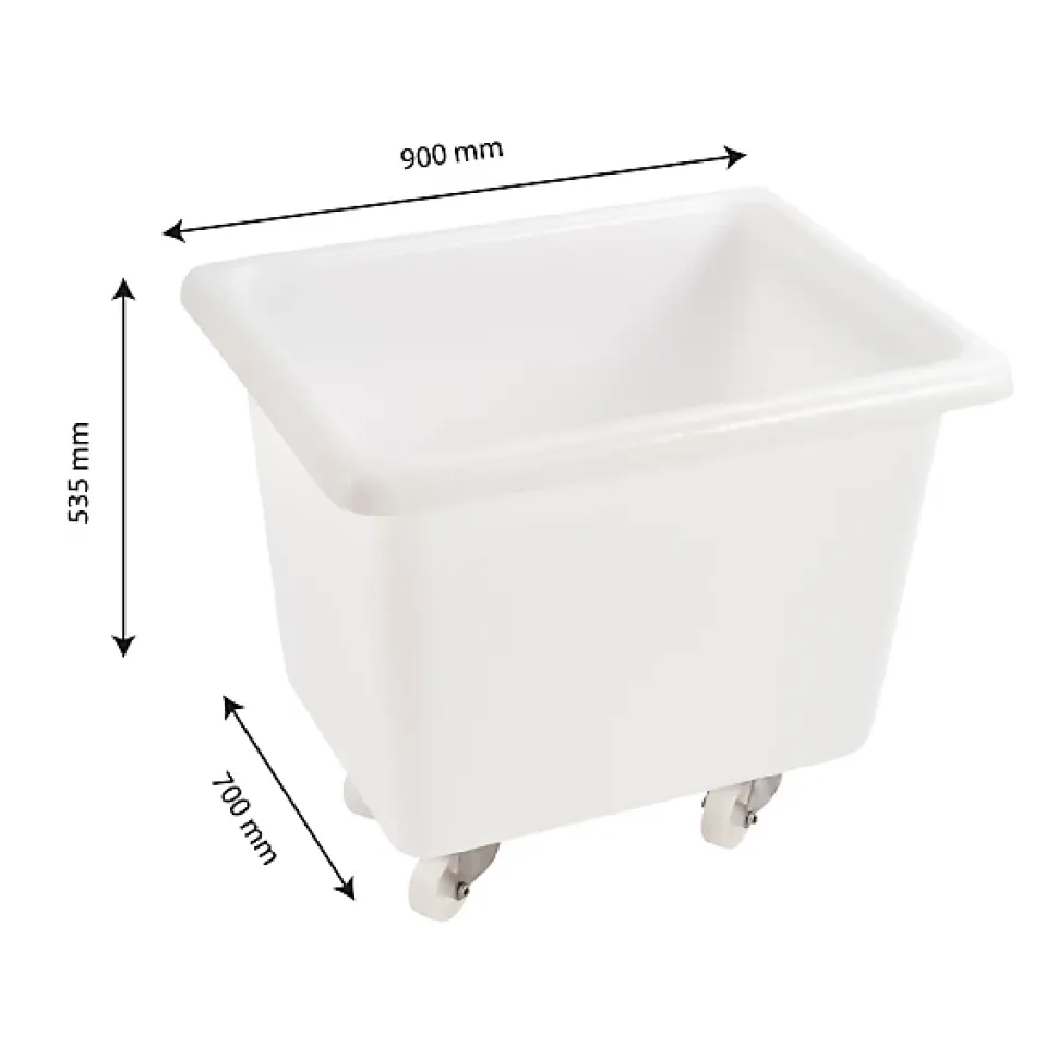 Bac grand volume 220 L - 2 roues fixes, 2 pivotantes avec freins - blanc