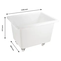 Bac grand volume 310 L - 2 roues fixes, 2 pivotantes avec freins - blanc