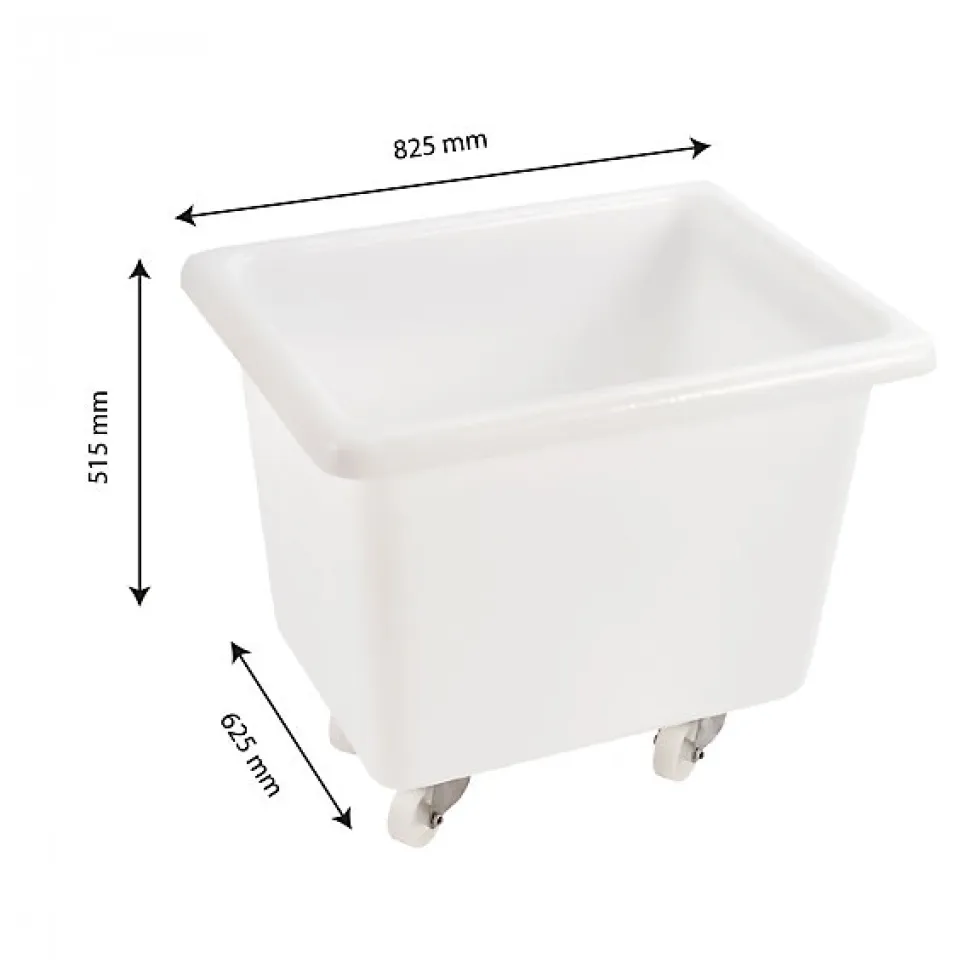 Bac grand volume 170 L - 4 roues pivotantes dont 2 avec freins - blanc