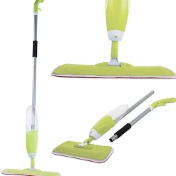 Balai serpillière plat avec laveur rotatif à jet solide vert