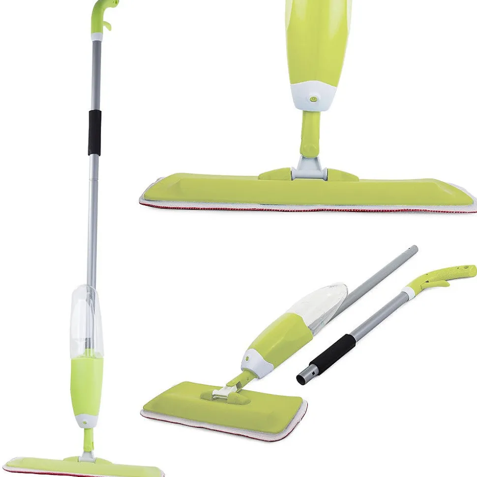 Balai serpillière plat avec laveur rotatif à jet solide vert