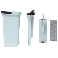 Balai serpillière plat avec seau essoreuse deux compartiments + 3x lavette offerte