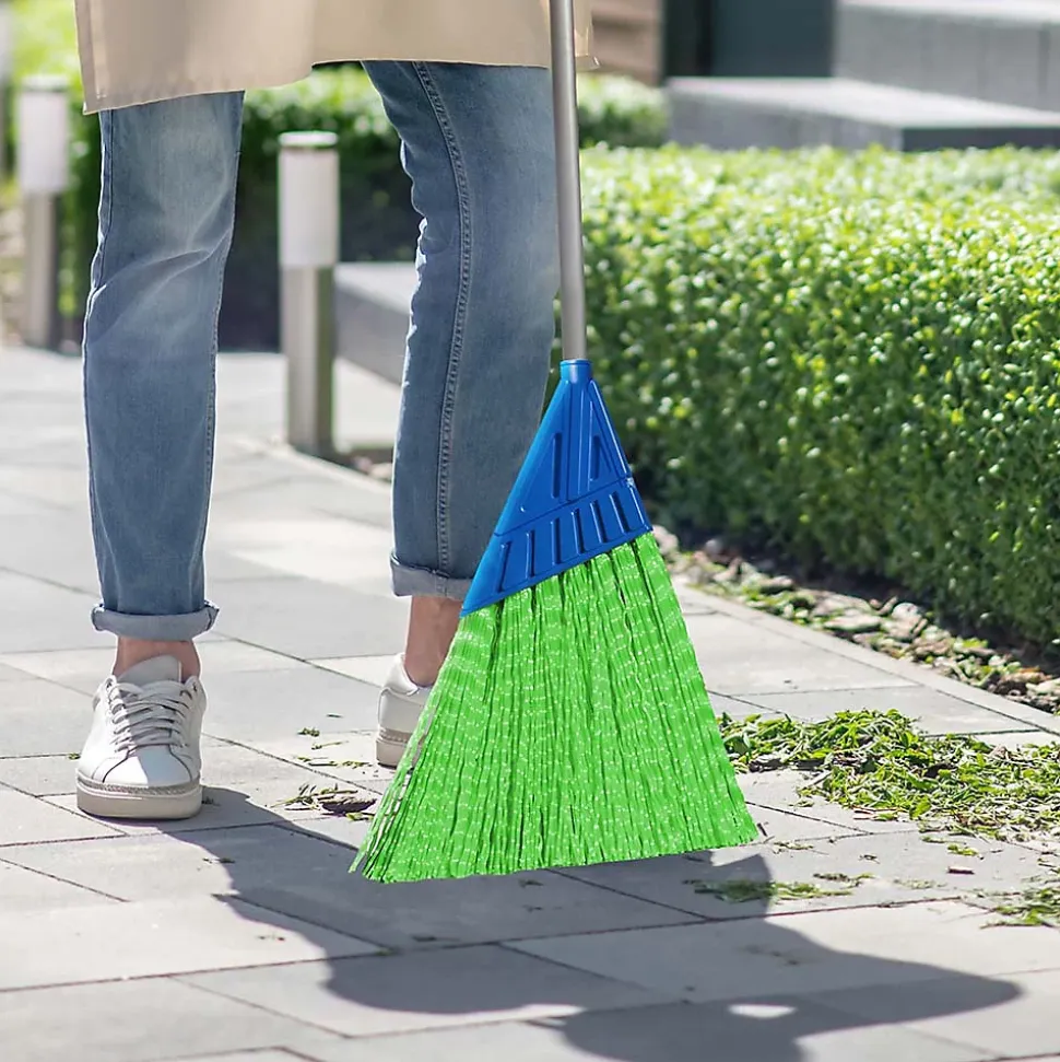 Balai cantonnier vert 145x28 cm léger et puissant pour terrasses et balcons