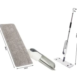 Balai serpillière plat avec pulvérisateur, rotatif + 3 lavette en microfibre