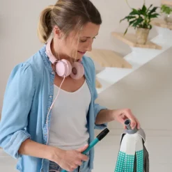 Balai serpillère à franges microfibre et plastique GoodHome blanc et bleu l.8 cm