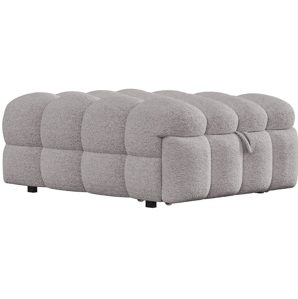 Banquette Convertible - Lit Pliant 2-en-1 avec Lit D'Appoint, Tissu Pelucheux Teddy, Gris, 183x76x42 cm