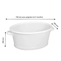 Baquet ovale fond renforcé 60 L - blanc