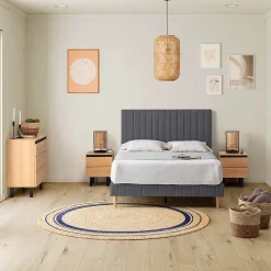 Base rembourrée Eris 150x190 cm Gris foncé