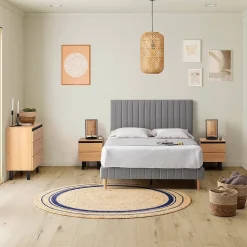 Base rembourrée Eris 160x200 cm Gris clair