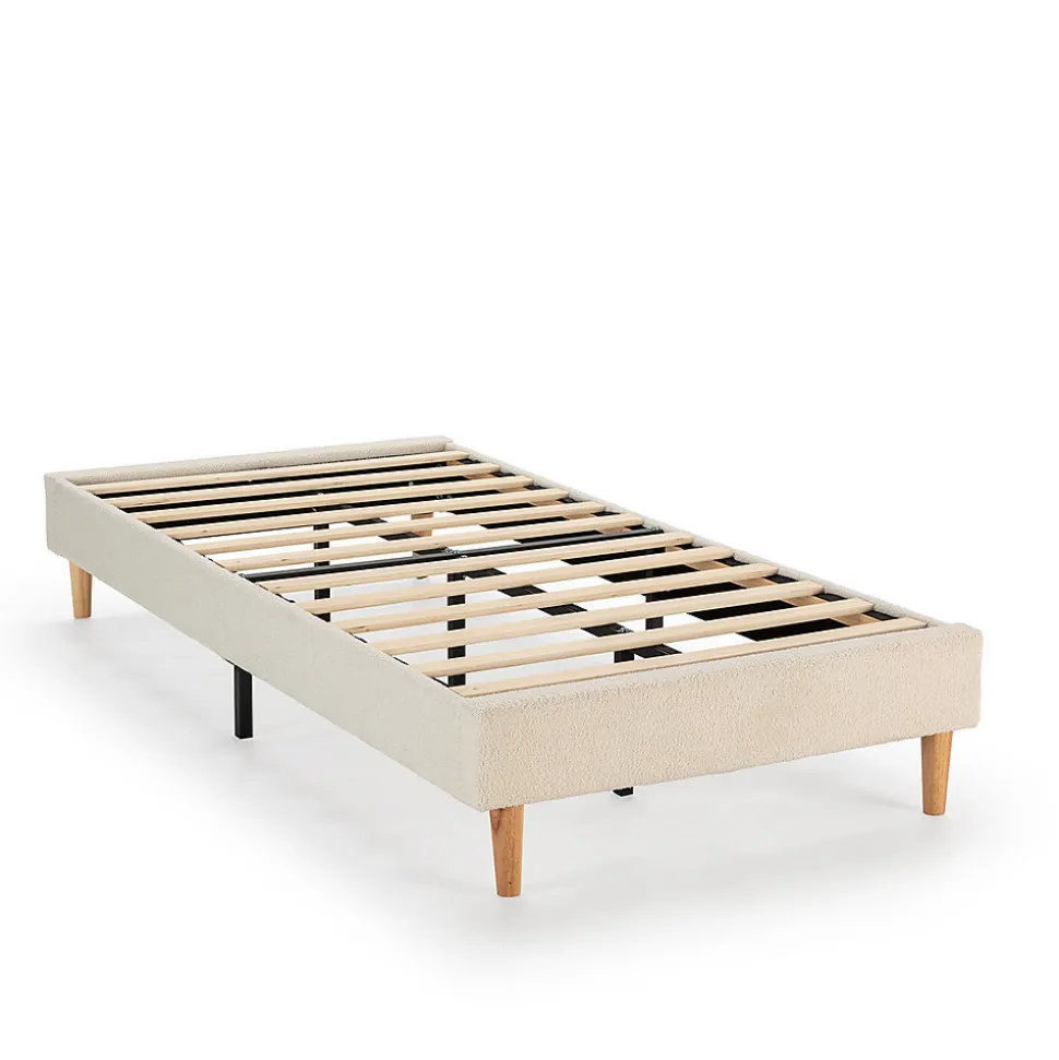 Base rembourrée Niebla 90x190 cm Imitation tissu mouton beige