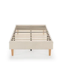 Base rembourrée Niebla 90x190 cm Imitation tissu mouton beige