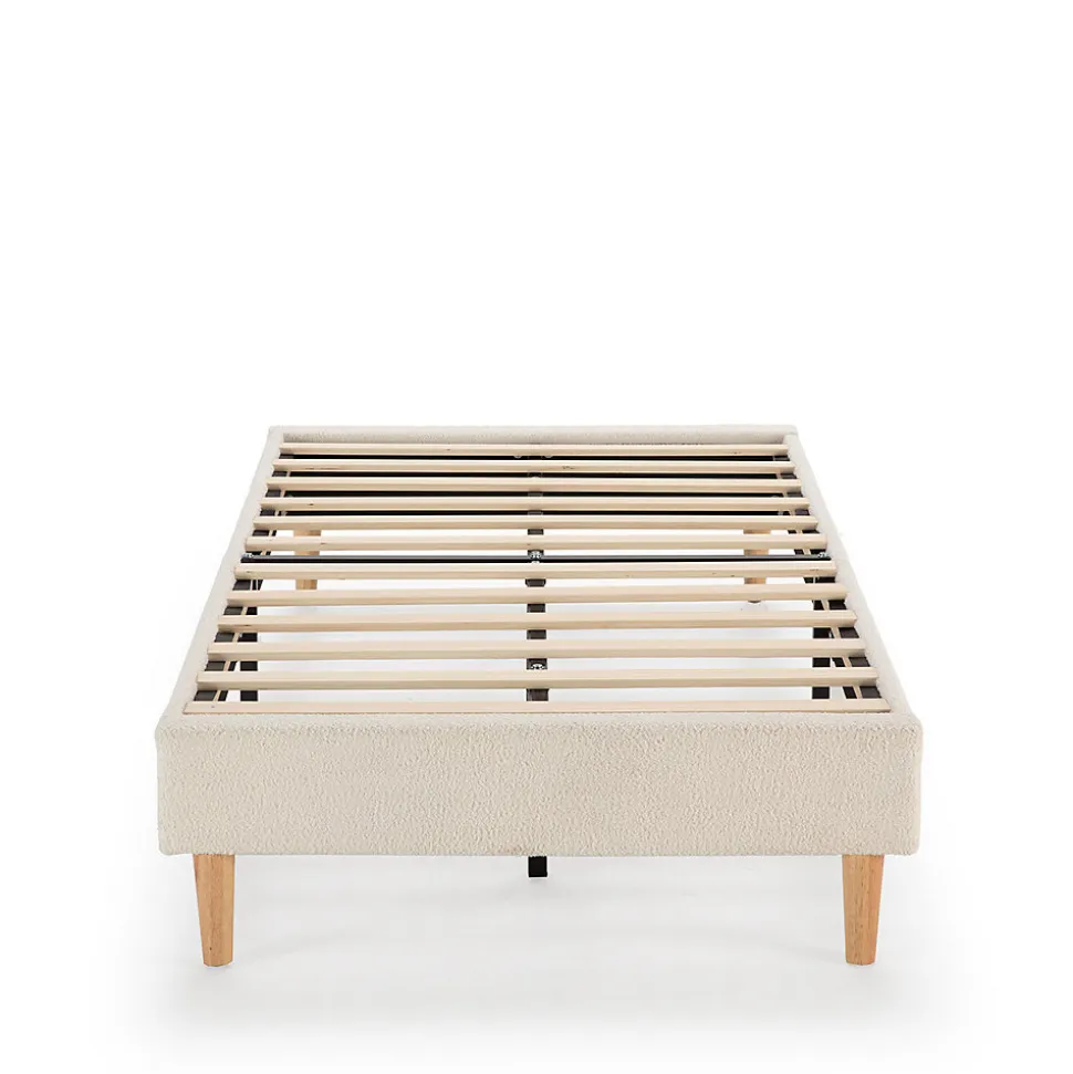 Base rembourrée Niebla 90x190 cm Imitation tissu mouton beige