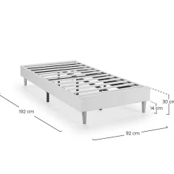 Base rembourrée Niebla 90x190 cm Imitation tissu mouton beige