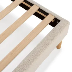 Base rembourrée Niebla 140x190 cm Imitation tissu mouton beige