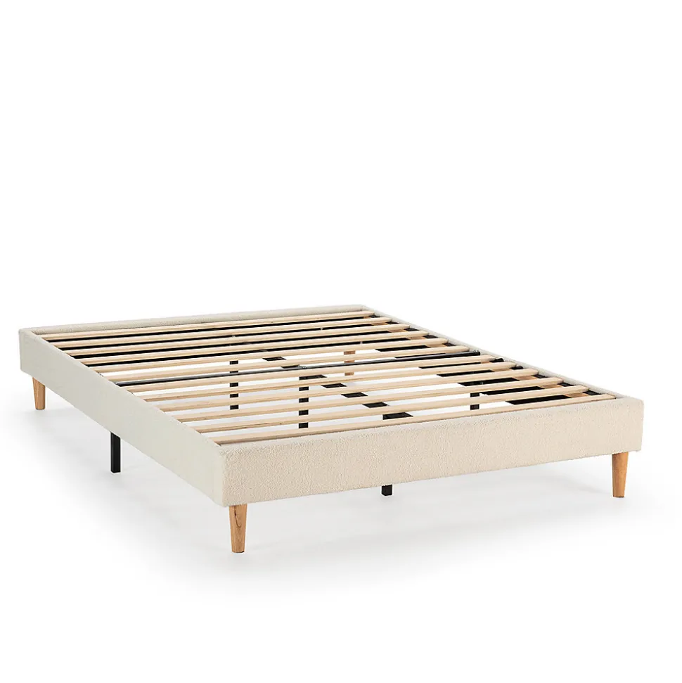 Base rembourrée Niebla 160x200 cm Imitation tissu mouton beige