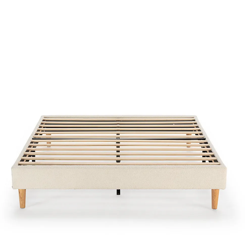 Base rembourrée Niebla 160x200 cm Imitation tissu mouton beige