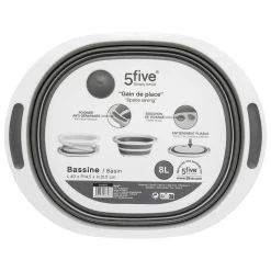 Bassine Retractable 8L avec bouchon de vidange gris et blanc - Blanc- 5five