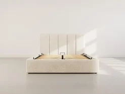 Beanie - lit coffre - 160x200 cm - en velours - sommier inclus - Best Mobilier