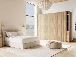 Beanie - lit coffre - 160x200 cm - en velours - sommier inclus - Best Mobilier