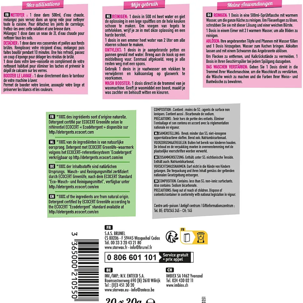 Bicarbonate de soude doses 20 x 20g Starwax Fabulous