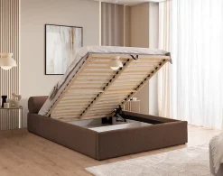 Billy - lit coffre - 140x190 cm - en tissu texturé - sommier inclus - Lisa Design