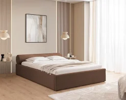 Billy - lit coffre - 140x190 cm - en tissu texturé - sommier inclus - Lisa Design