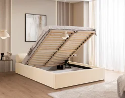 Billy - lit coffre - 140x190 cm - en tissu texturé - sommier inclus - Lisa Design