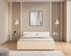 Billy - lit coffre - 140x190 cm - en tissu texturé - sommier inclus - Lisa Design