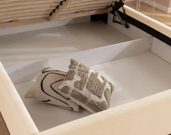 Billy - lit coffre - 140x190 cm - en tissu texturé - sommier inclus - Lisa Design