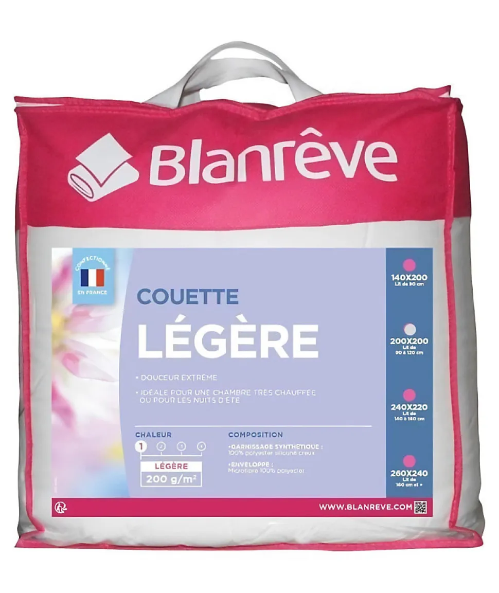 BLANREVE Couette légere en microfibre - 200 x 200 cm - Blanc