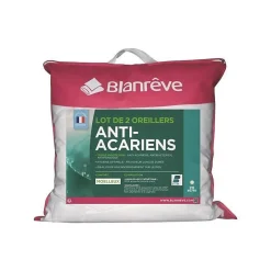 BLANREVE Lot de 2 Oreillers Triple Protection - 60 x 60 cm - Blanc