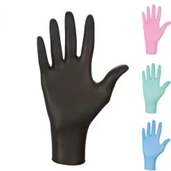 Boite de 100 gants en nitrile jetables - non poudrés - Taille M - Noir - Vivezen