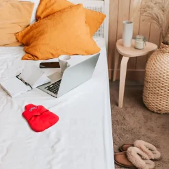 Bouillotte naturelle graines de lin Polaire rouge Chaud ou Froid Soulage Lavable 30 C