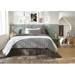 Bout de lit 90 x 200 cm "Vickie" Tissé teint "Gaze de Coton" l'Effet Papillon - Vickie Truffe - 90 x 200 cm