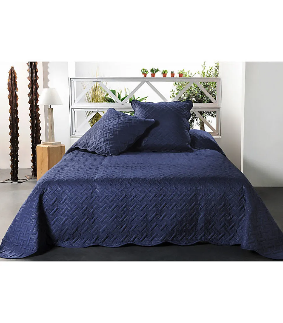 Boutis contemporain bleu marine - 250x260cm - Bleu marine