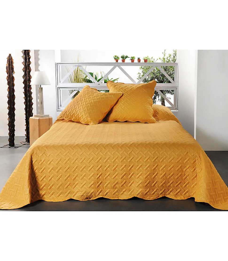 Boutis contemporain moutarde - 250x260cm - Moutarde