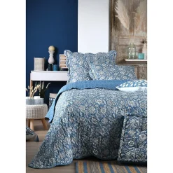 Boutis 240x220 avec 2 taies et sac Julianne bleu