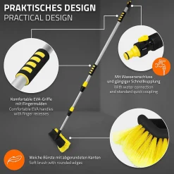 Brosse de Lavage Auto avec Manche Télescopique, Réglable de 130 à 300 cm