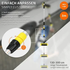 Brosse de Lavage Auto avec Manche Télescopique, Réglable de 130 à 300 cm