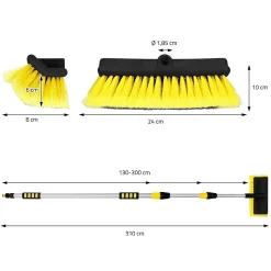 Brosse de Lavage Auto avec Manche Télescopique, Réglable de 130 à 300 cm