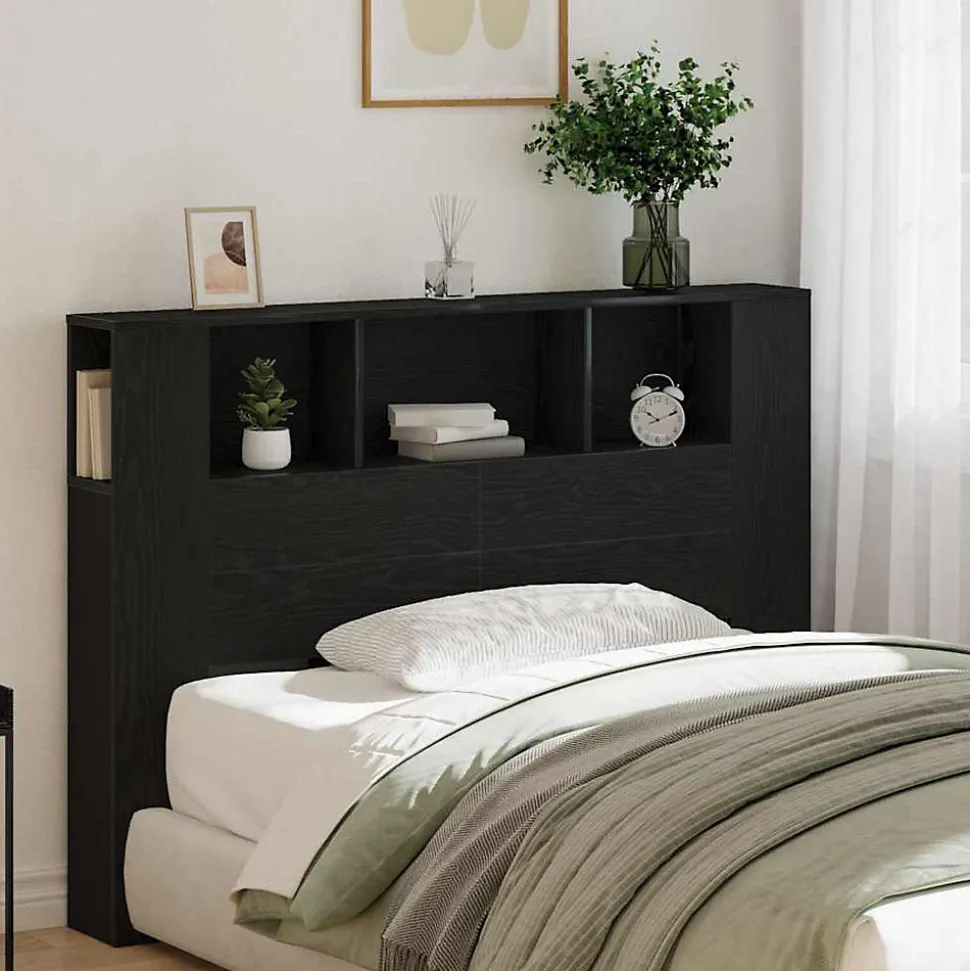 Cabinet de Tête de Lit Chêne noir 120 x 18.5 x 102.5 cm vidaXL